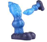 Advencemo 21.5CM Large Monster Dildos Animal Dog Knot Dildo Thick Girth Big Knotted Toy Soft Silicone Fantasy Anal Plug with Suction Cup Vaginal and Anal Dilation Stimulation Sex Toy for Men Women