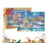 Advent 1008 Pieces Snow Scene Toy, 24 Days Countdown Christmas Snow Scene Design, for Early Education, Birthday Party, Family Reunion, Adults