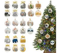 Advent Acrylic Pendant Calendar - Flat Collectible Elephant Countdown Ornament, 24 Day Decoration Gift | Christmas Tree Wall Mantel Fence Decor For Friends Adults Family Holiday Party Display