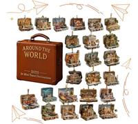 Advent Around The World Christmas Calendar - 24 Days Travel Destinations Pendant Countdown Calendar - 2D Acrylic Pendant Decor For Home Christmas Tree Wall Backpack Bag Keychain Vacation Party