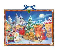 Advent at The Knights Castle Extra Large Traditional German Advent Calendar 52 cm Wide x 38 cm Silver Foil Embossed Ribbon