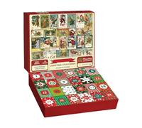 Advent Calendar - 11 Inch Christmas Puzzle | Card Game - 28 x 25 x 5cm 600g 1008 Pieces Red 24 Days Interactive Activities for Families Friends Boys and Holiday Games Evenings