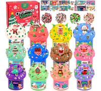 Advent Calendar 12 Pack Christmas Slime Set Stocking Stuffers, Fluffy Butter Slime Kit Party Favors for Teen Girls Boys for Kids, Xmas Toys Kit Classroom Rewards, Kids,Birthday Goodie Bag Fillers