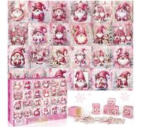 Advent Calendar 2024 - 1008 Piece Jigsaw Puzzles, Pink Gnome Advent Calendar to Enhance Observation Skills and Boost IQ, 24-Day Christmas Puzzle Countdown for Kids and Adults.
