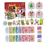 Advent Calendar 2024 24 Day Christmas Countdown Advent Calendar Includes Crystal Painting Keychain & Unassembled Snow Globe DIY-Friendly Christmas Decorations, for Kids