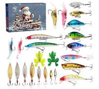 Advent Calendar 2024, 24 Days Christmas Countdown Advent Calendar for Anglers Adult Men Teen Boys, Fishing Lure Baits Tackle Set with Minnow Crankbait VIB Spoons Popper Xmas Fishing Gifts (A)