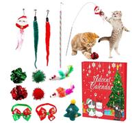 Advent Calendar 2024 Cat Toys, 12 Day Christmas Countdown Calendar with Assorted Cats Toys, Interactive Wand Elk Christmas Tree Catnip Toys Xmas Gifts for Kitten (A)
