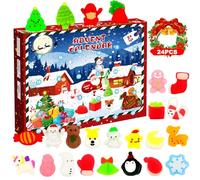 Advent Calendar 2024 Christmas Countdown 24 Days Mochi Squishy Toys Advent Calendar Mini Kawaii Squeeze Toy 24Pcs Different Surprise Countdown Calendar for Kids Present(Girls& Boys)