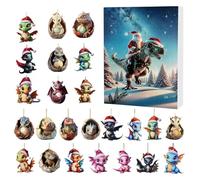 Advent Calendar 2024 Christmas Dinosaur, 2024 Christmas Holiday Advent Calendar, Christmas Tree Dinosaur Pendants, Christmas Acrylic Dinosaur Ornament