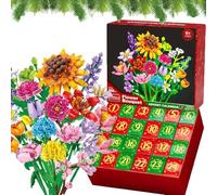 Advent Calendar 2024 for Kids Adults Teens 2025 24 Days Flower Bouquet Christmas Countdown Advent Calendar,Christmas Bouquet Blocks, with 24 Flower Model Building Toy Set (Sunflower)