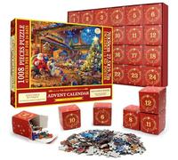 Advent Calendar 2024 Jigsaw Puzzle,Christmas Countdown Calendar,1008 Pieces Santa Claus Jigsaw Puzzle Toy, Christmas Jigsaw Puzzles Countdown Calendar for Adults Kids Gift (A)