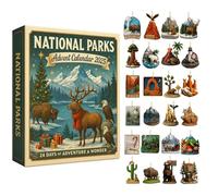 Advent Calendar 2025,24 Days 2D Acrylic Ornaments with Countdown, National Parks Advent Calendars for Tree Window Wall Door Cars View Mirror Decors