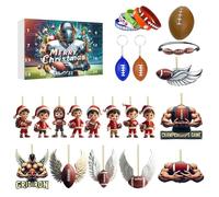 Advent Calendar 2025, 24 Days 2D Acrylic Ornaments with Countdown, Rugby Football Advent Calendars for Tree Window Wall Door Cars View Mirror Decors