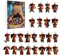 Advent Calendar 2025 24 Days 2D Interesting Sausage Dog Phone Charging Port Dirt Proof Plug Countdown Calendar Set Cute Acrylic Sausage Dog Collectible Phone Decoration (24pcs) (B, 26x18cm)