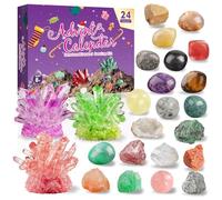 Advent Calendar 2025, 24 Days Christmas Countdown with Crystal Growing Kit, Healing Crystals Gemstones Minerals Fossils Advent Calendars Science Kit Rocks Collection for Learning
