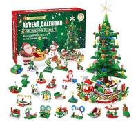 Advent Calendar 2025, 24 Days Countdown Building Blocks Kids Toys, Christmas Tree Building Toys, 24-in-1 Toy Playset Includes Santa Claus Christmas Tree Snowman Reindeer for Boys Girls