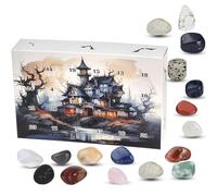 Advent Calendar 2025, 24 Days Natural Crystal Agate Stone Minerals & Fossils Gem Advent Calendars for Kids, Halloween Countdown Calendars ,Crystal Collection Gifts
