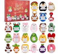 Advent Calendar 2025, 24 Days Positive Crochet Animals Christmas Countdown Calendar for Kids, Teens, Adults, Handmade Emotional Support Crochet Toys with Positive Card for Birthday, Christmas Gifts