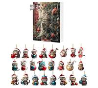 Advent Calendar 2025, 24 Pieces 2D Acrylic Ornaments with Countdown Design, Cat Avent Calendars 2025 for Tree Window Wall Door Car View Mirror Decor