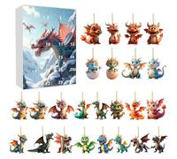 Advent Calendar 2025, 24 Pieces 2D Acrylic Ornaments with Countdown Design, Dragon Advent Calendars 2025 for Tree Window Wall Door Car View Mirror Decor (C)