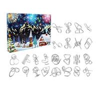 Advent Calendar 2025 Brain Teaser for Kids, 24 Days of Metal Puzzle Ring & Wooden Toy Games, Christmas Countdown with Mind IQ Logic Challenges, Unlock Interlock Gift for Boys Girls Teens