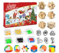 Advent calendar 2025, Brain Teaser Puzzle 24 Days Christmas Countdown Calendar 2025, with 3D Metal Wire and Wooden Locks and Plastic Puzzle Toys, for Boys Girls Teens Adults Christmas Gifts