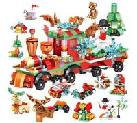 Advent Calendar 2025 Building Blocks Set, 300 Pieces Surprise Christmas Countdown Calendar Building Kit, Christmas Train Reindeer Sleigh Blocks Gifts for Kids Boys Girls