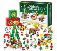 Advent Calendar 2025, Christmas 24 Days Countdown Building Blocks Set, Xmas Stocking Stuffers Holiday Gifts for Kids Teen Surprise Gift Box, 12 in 1 Christmas Tree and Reindeer Train Block Toys