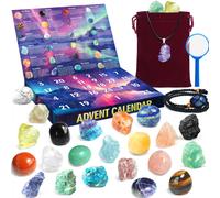 Advent Calendar 2025 Christmas - 24 Days Natural Rock Crystal Christmas Countdown Calendar for Kids Boys Girls Geology Stone Gemst