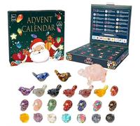 Advent Calendar 2025 Christmas - 24 Days Natural Rock Crystal Christmas Countdown Calendar with 24 Pcs Animal Shaped Stones,Geology Stone Gemstone Learning Collection Kit Birthday Xmas Gift