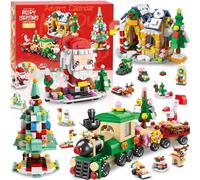 Advent Calendar 2025 - Christmas Building Blocks Holiday Gifts 24 Days Surprise Gift Box Countdown Calendar 6 In 1 Christmas Tree Train House Block Set