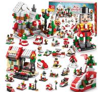 Advent Calendar 2025 Christmas Building Set, 24 Collectible Surprises Countdown Calendar for Kids, 1099 PCS Christmas Toy Tree Cottage Santa Building Block Set, Gifts for Boys Girls Ages 3-12+