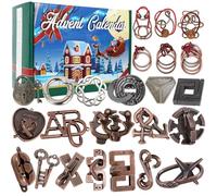 Advent Calendar 2025, Christmas Countdown Calendar Gift Box with 24 Brain Teaser Puzzles, 24 Days Metal Difficult Magic Brain Teaser Puzzles Xmas Countdown Calendar Challenge for Adults Teens