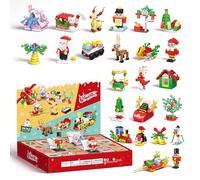 Advent Calendar 2025, Christmas Countdown Mini Building Blocks - 24 Days Christmas Calendars Box for Boys Girls Ages 6+, Mystery Box with Reindeer Train Santa Claus and Mini Builds