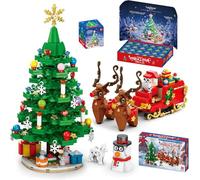 Advent Calendar 2025 Christmas Gingerbread House Mini Building Blocks Set with Lights, 24-Day Countdown Village, Train, Santa Sleigh & Tree Decorations, Perfect Christmas Gifts for Kids & Adults