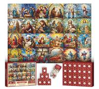Advent Calendar 2025 Christmas Puzzle for Adults 1000 Pieces, Stained Glass Life of Jesus Jigsaw Puzzles, 24 Days Countdown Calendar Winter Puzzle as Christmas Decoration