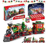 Advent Calendar 2025 Christmas Train Building Blocks Set,24 Days Christmas Countdown Calendars Train Toy Building Blocks,Fun Reusable Advent Calendars 2025 Surprise Gifts for Adult Boys and Girls (A)