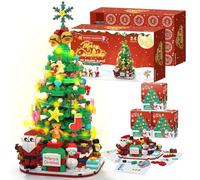 Advent Calendar 2025 Christmas Tree Building Blocks Set with LED Light, 24 Days Christmas Countdown Calendar Building Blocks Xmas Gifts for Adults Men Women