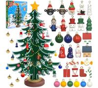Advent Calendar 2025 Christmas Tree Building Blocks Wooden 36 Ornaments Decoration Gnome Snowman 24 Days Christmas Countdown to Christmas Tree Xmas Advent Calendar Boxes to Fill for Kids Grils Boys