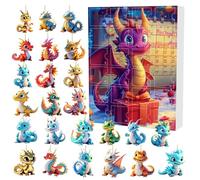 Advent Calendar 2025 - Christmas Tree Decorations Dinosaur Advent Calendar,2D Acrylic Dragon Hanging Ornament, 24 Days Dragons Christmas Countdown Calendars,Funny Dragons Xmas Tree Decor Gifts