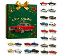 Advent Calendar 2025 Classic Cars Motorcycles 2D Acrylic Christmas Tree Pendants Decorations Ornaments 24 Days Christmas Countdown Calendar Sports Cars Motorbikes, Idea Gift for Adults Kids (A)