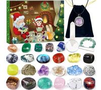 Advent Calendar 2025 Crystals for Kids with 24 Days Christmas Countdown, 24 Natural Crystal Agate Rocks Minerals Fossils Gemstones to Open Each Day, Xmas Gift for Girls Boys Geology Enthusiasts