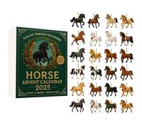Advent Calendar 2025 Cute 2D Acrylic Christmas Tree Hanging Ornament, Christmas Countdown Calendar with 24 Unique Horses Figurines, Xmas Gift for Boys Girls & Kids