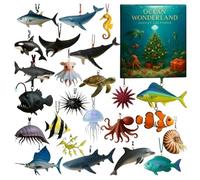 Advent Calendar 2025 Cute 2D Ocean Animal Christmas Tree Hanging Ornament, 24 Days Countdown Calendar to Christmas Surprise Toys Gift with Different Ocean Animals