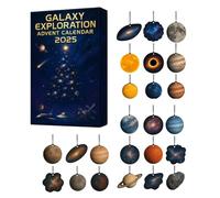 Advent Calendar 2025 Cute Acrylic 2D Planet Christmas Tree Hanging Ornament, Universe Galaxy Collection Kit Gift for Kids Boys Girls, Holiday Fun Xmas Surprise Tree Ornaments