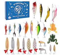 Advent Calendar 2025 Fishing Lures for Men and Teenagers, 24-Day Christmas Countdown Fishing Lure Set Soft Lures Spinners Minnow Popper Crankbait VIB, Fishing Christmas Gifts for the Fishing Dad