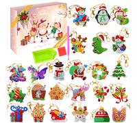 Advent Calendar 2025 for Kids-24Pcs DIY Diamond Painting Keychain Double-Side Kits Christmas Countdown Calendar-Decorative Hanging Ornament Present for Girls Kids Adults