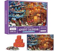 Advent Calendar 2025 Jigsaw Puzzle,Christmas Cottage Puzzle,1008 Pieces Christmas Family Holiday Puzzles,24 Boxes Puzzles for Countdown,Xmas Home Decors Gift for Adult,Kids