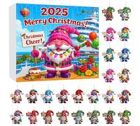 Advent Calendar 2025 Kids 2025 Cute Cartoon Gnomes 2D Flat Printed Gnomes 2D Pendant Advent Calendar Hot Words Pendant 32cm/ 12. 6in (Beige, 32CM)