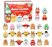Advent Calendar 2025 Kids Emotional Plush-25 Days Cute Support Buddly Mini Plush Advent Calendar with Snowman Reindeer Gingerbread Pizza Christmas Tree, Christmas Gift Stocking Stuffers for Teens Girl